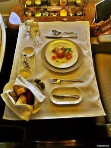 From First Class in Emirates Boeing 777-300ER ( Â©otoerres)