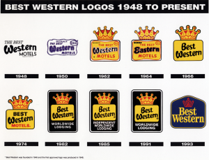 Best Western`s logoer siden 1948 (BW)