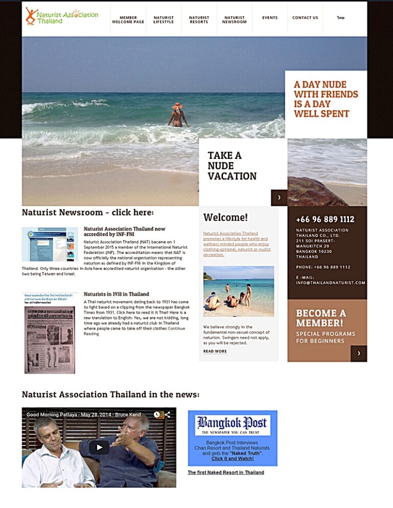 Naturist Association Thailand - website - 2015
