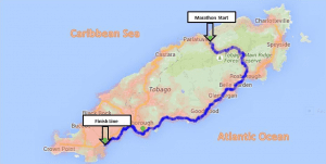 Kort over Sea to sea- løbet (Screenshot: seatoseamarathon.com)