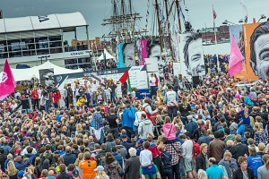 Det blev rekord i antal besök under Volvo Ocean Race i Göteborg. 42 000 per dag i genomsnitt besökte evenemanget på Frihamnspiren. (Foto: Marc Bow/Volvo Ocean Race)