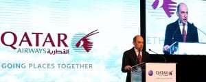 Qatar Airways toppsjef Akbar Al Baker, under pressekonferansen i Marokko (Photo: QA)
