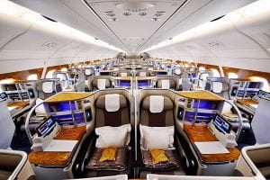 Den nye business class på Emirates Airbus A 380 (Bilde: EK) 
