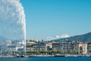 Geneve Mont - fontene - Lac Leman - Genfersjøen - Mont Blanc - Sveits