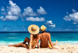 Par pÃ¥ stranden pÃ¥ Seychellene - Ticket