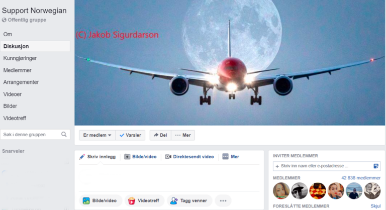 Skjermdump - Support Norwegian - Facebookaksjon - 2020
