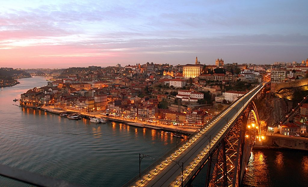 Solnedgang - Porto - By - Portugal - Douro - Elv