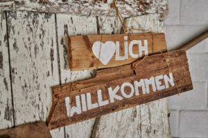 Velkommenskilt - Bio-Restaurant ROSE -Rose Hotel - Hayingen - Tyskland