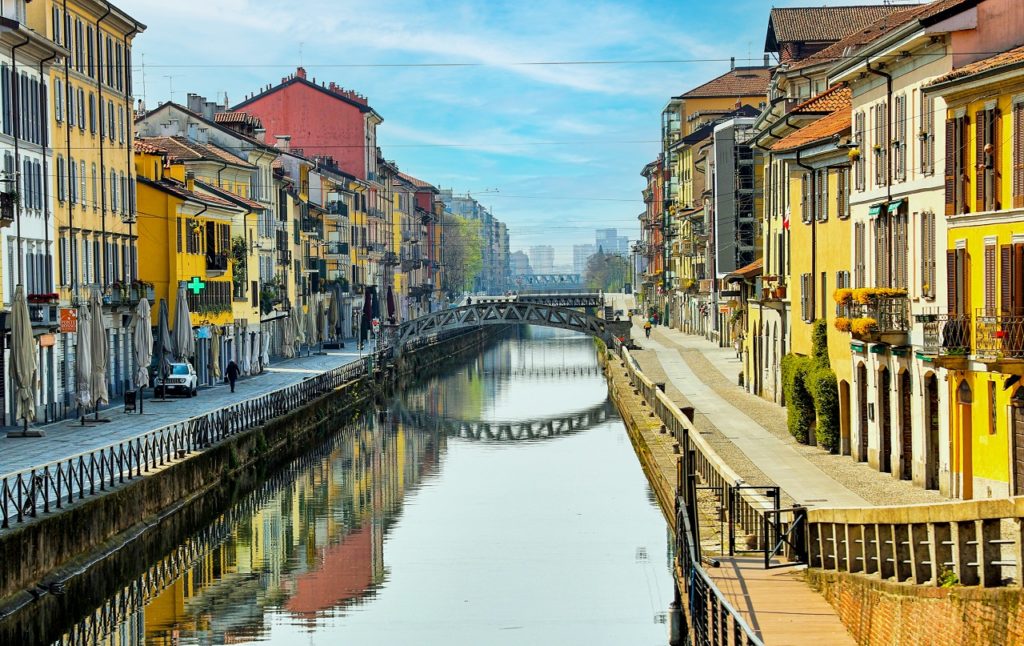 Navigli - kanalsystem - vannveier - Milano - Lombardi - Italia