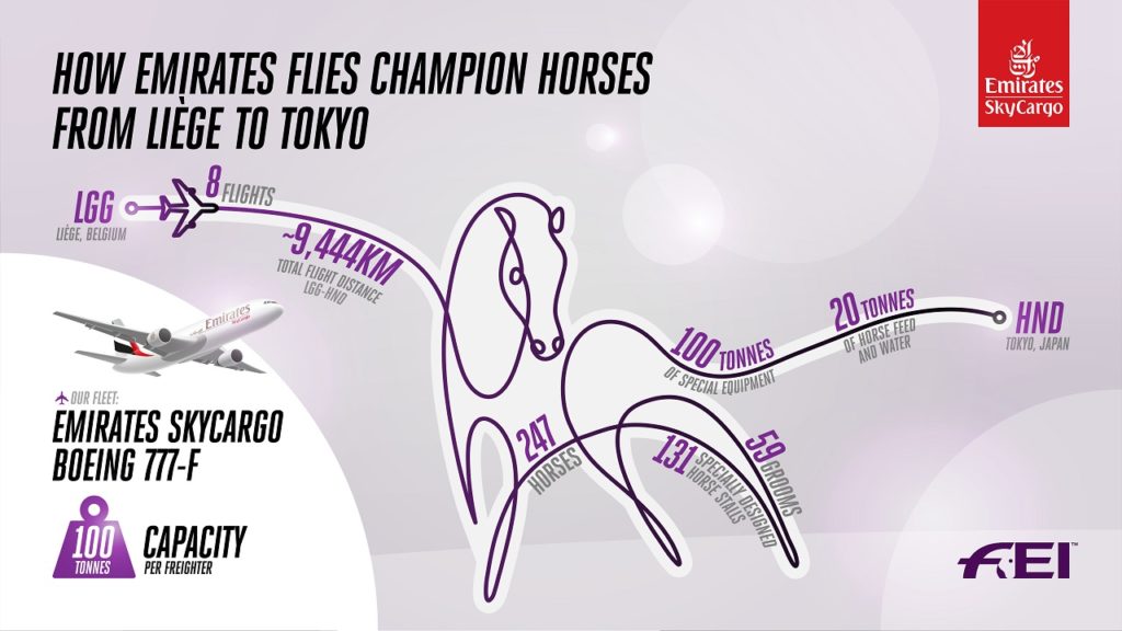 Plansje - Frakt av hester til Tokyo -OL - Emirates SkyCargo