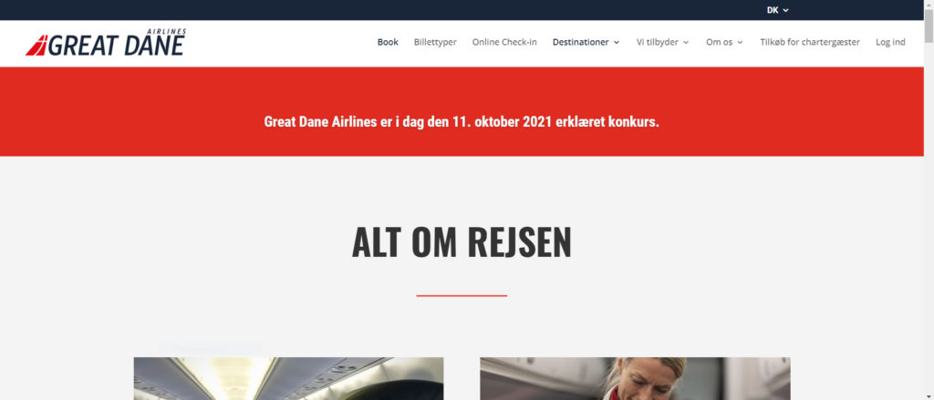 Screenshot - great dane airlines - konkurs - oktober 2021