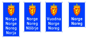 Nye Riksgrenseskilt - Bokmål - nynorsk - Samisk - kvensk -2022