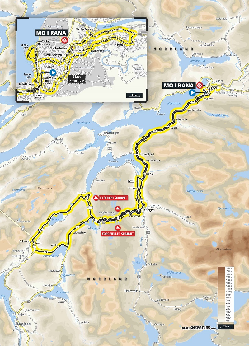 Kart - Artic Race of Norway - 1. etappe - Mo i Rana