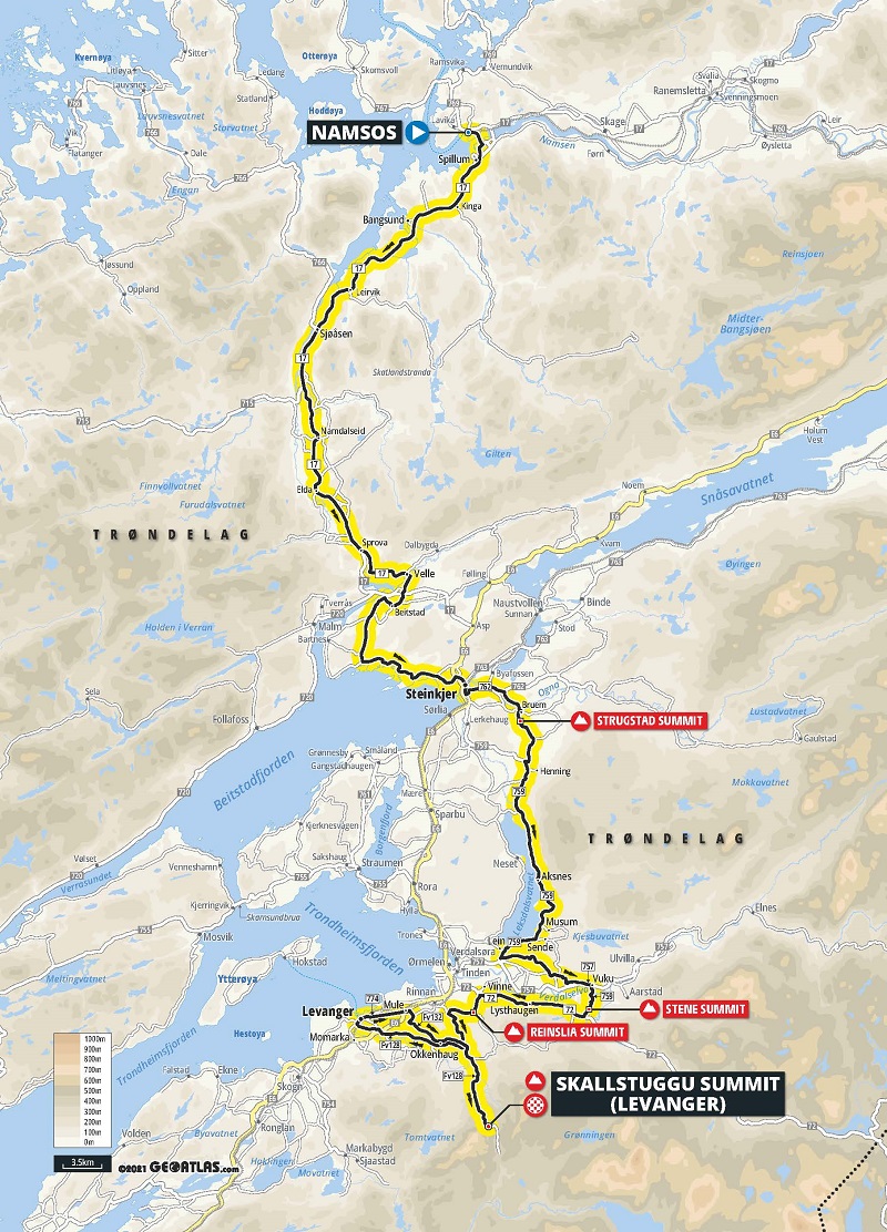 Kart - Artic Race of Norway - Kart 3. etappe - Namsos - Levanger