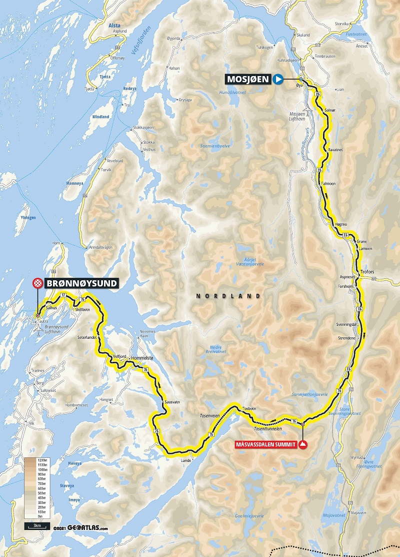 Kart - Artic Race of Norway - 2. etappe - Mosjøen - Brønnøysund