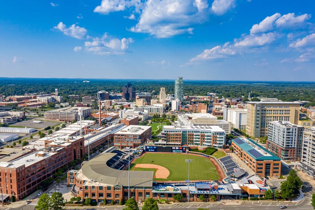 North_Carolina_Downtown_Durham_with_Durham_Bulls_Athletic_Park_Aerial_Shot